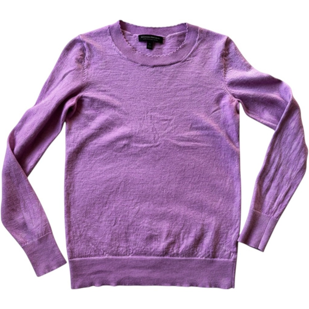 Banana‎ Republic Womens Sweater M Purple 100% Merino Wool Scalloped Crew Neck